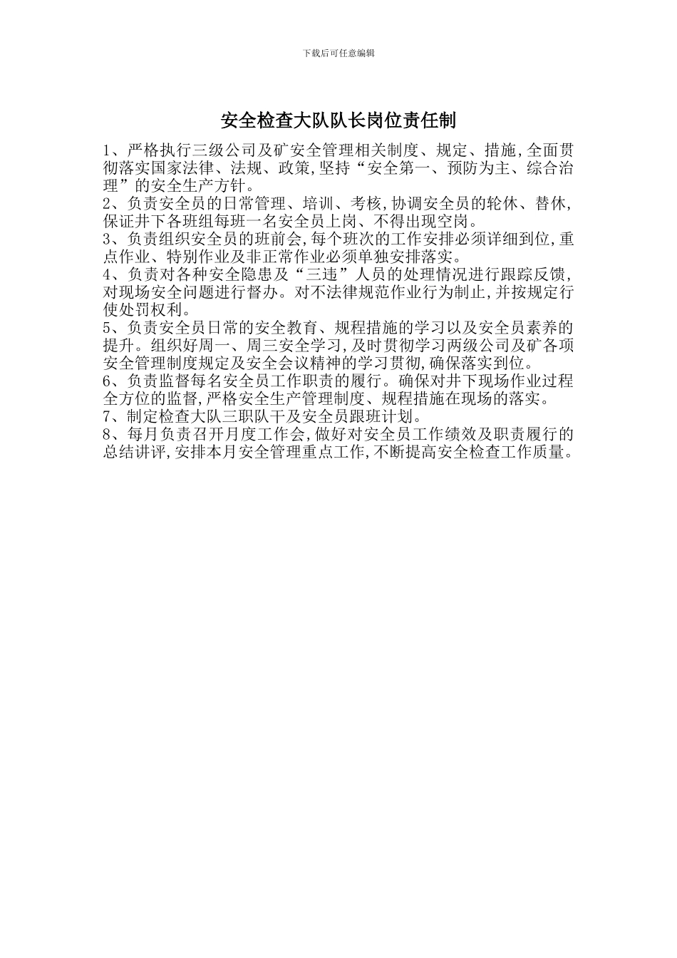 安全检查大队队长岗位责任制_第1页