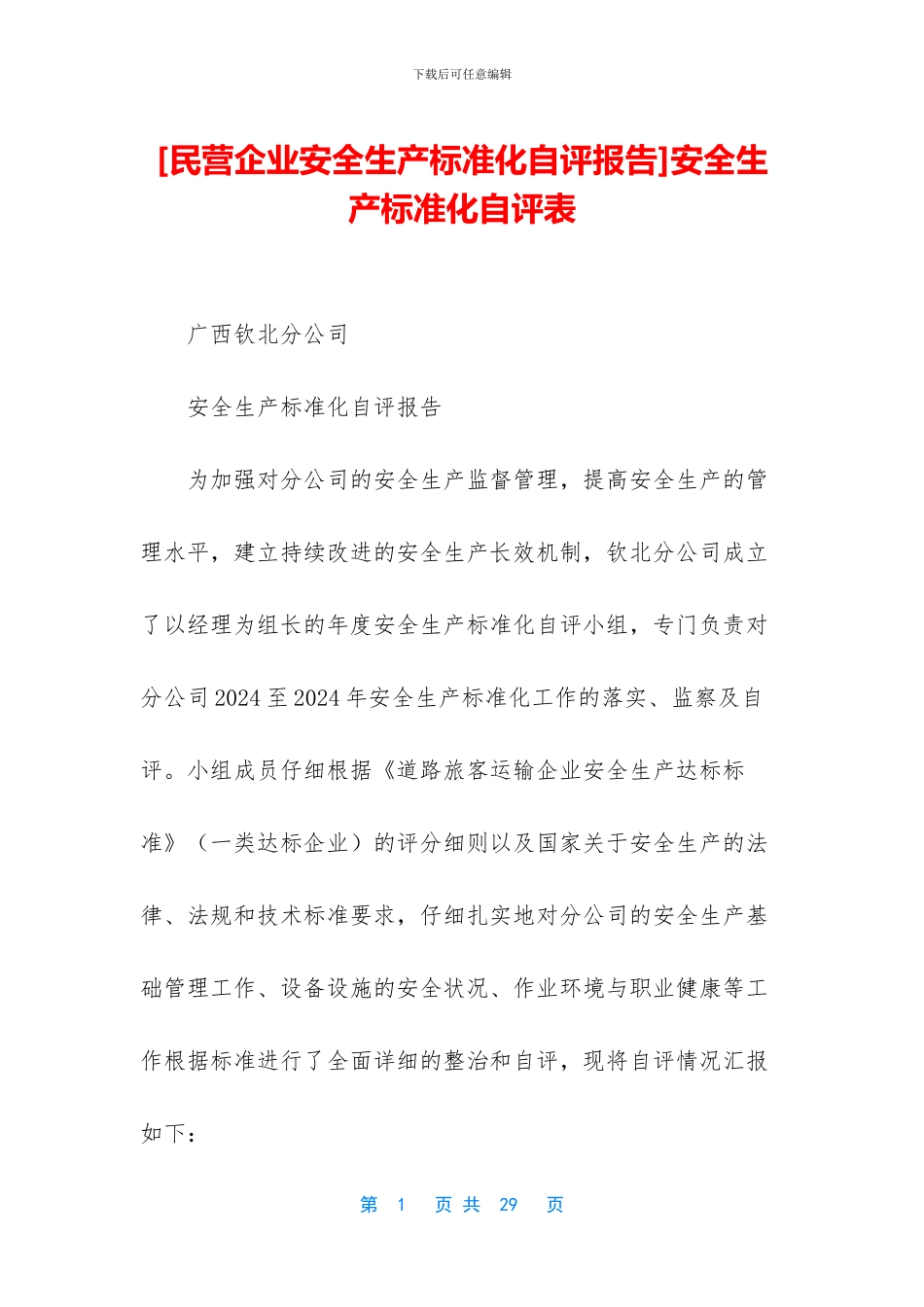 安全生产标准化自评表_第1页