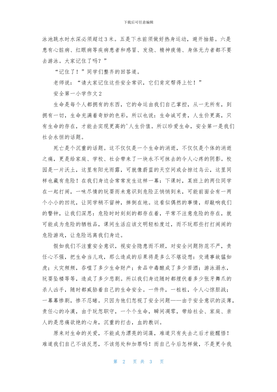 安全第一小学作文_第2页