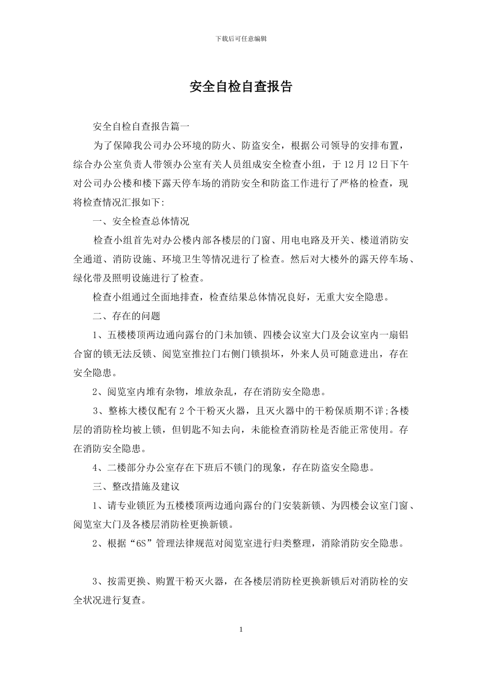 安全自检自查报告_第1页