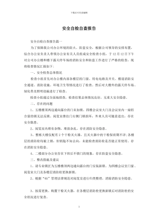 安全自检自查报告