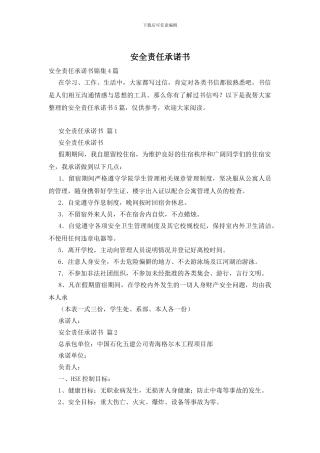 安全责任承诺书