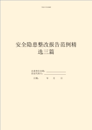 安全隐患整改报告范例精选三篇