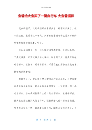 宝爸给大宝买了一辆自行车