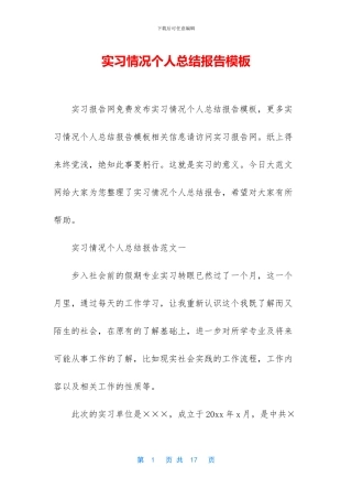 实习情况个人总结报告模板