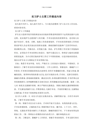 实习护士主要工作描述内容