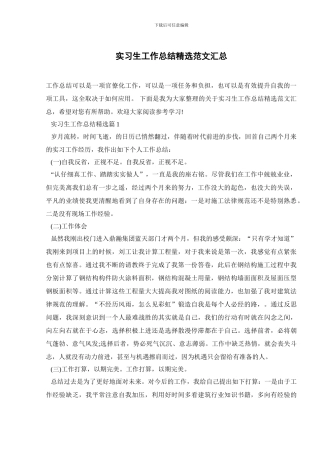 实习生工作总结精选范文汇总