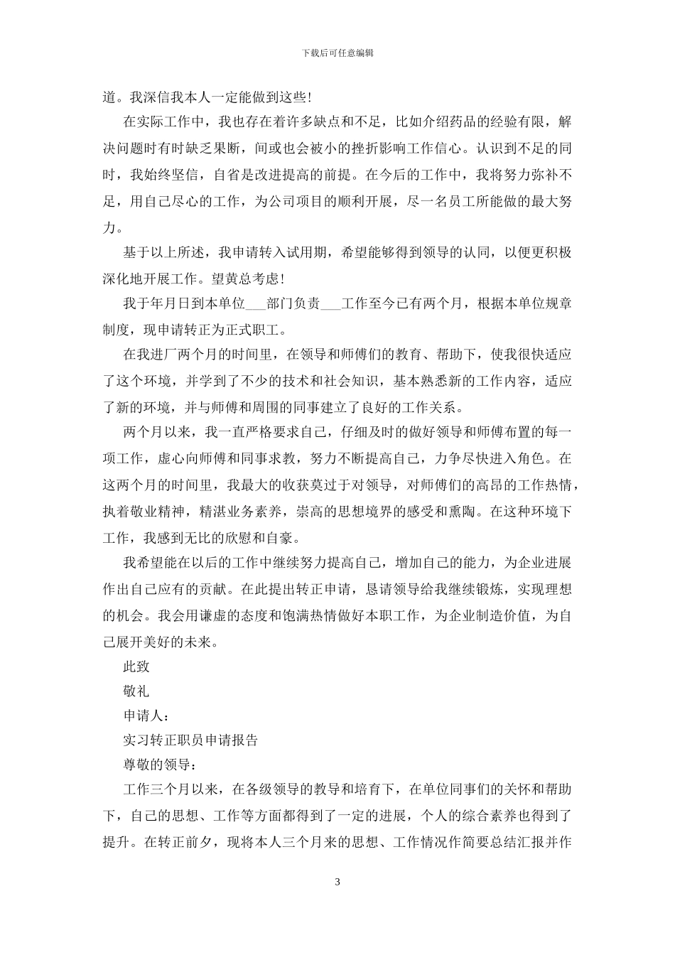 实习转正职员申请报告三篇_第3页