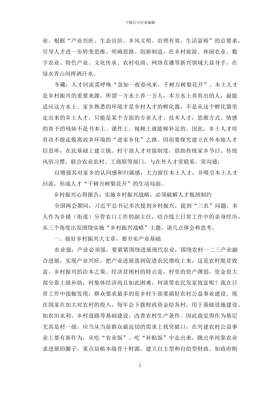 实施乡村振兴人才战略心得体会_第2页