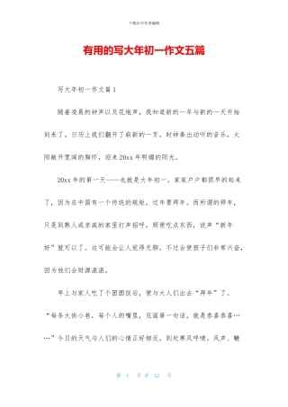 实用的写大年初一作文五篇