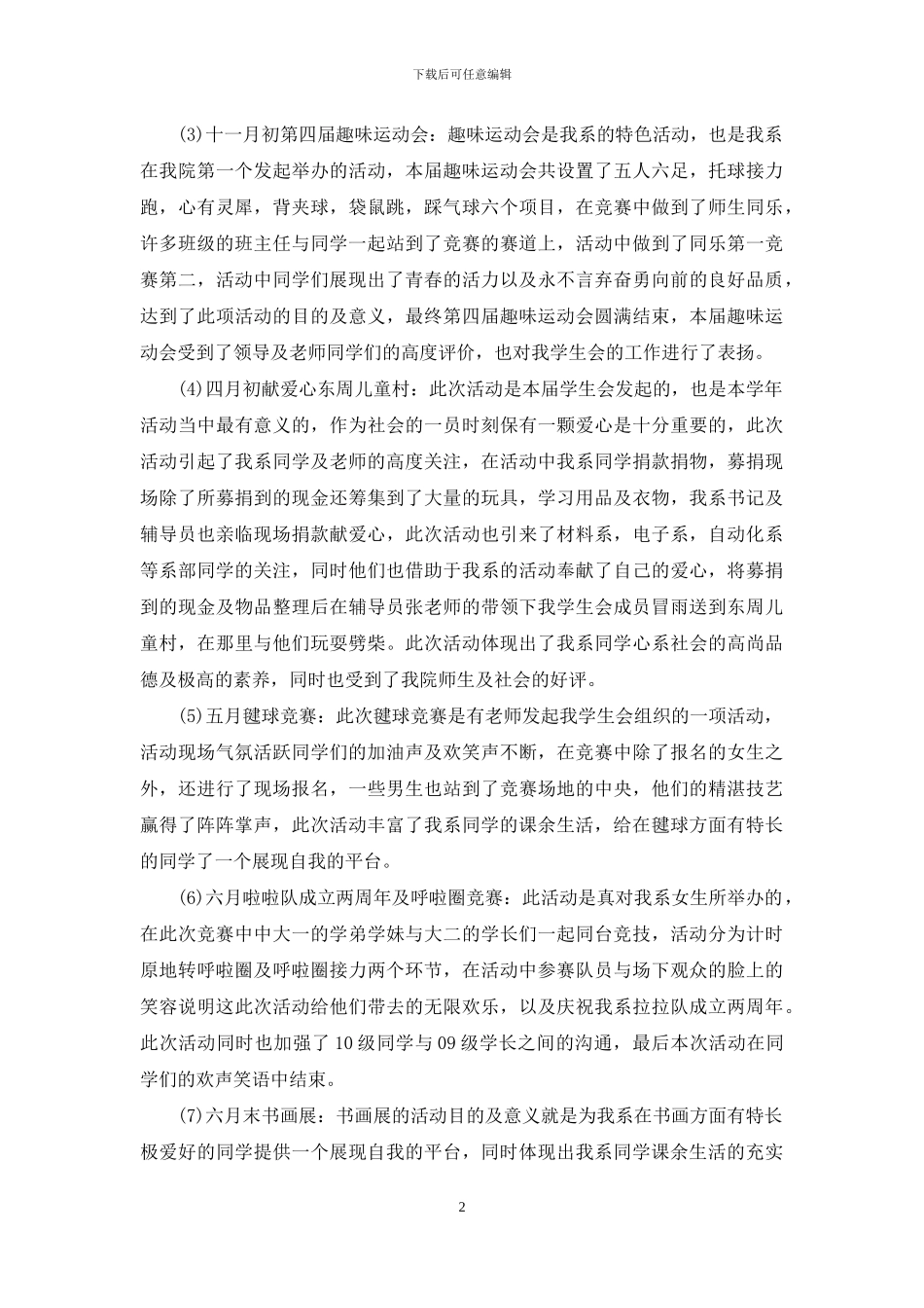 实用的学生会部门工作总结范文合集六篇_第2页