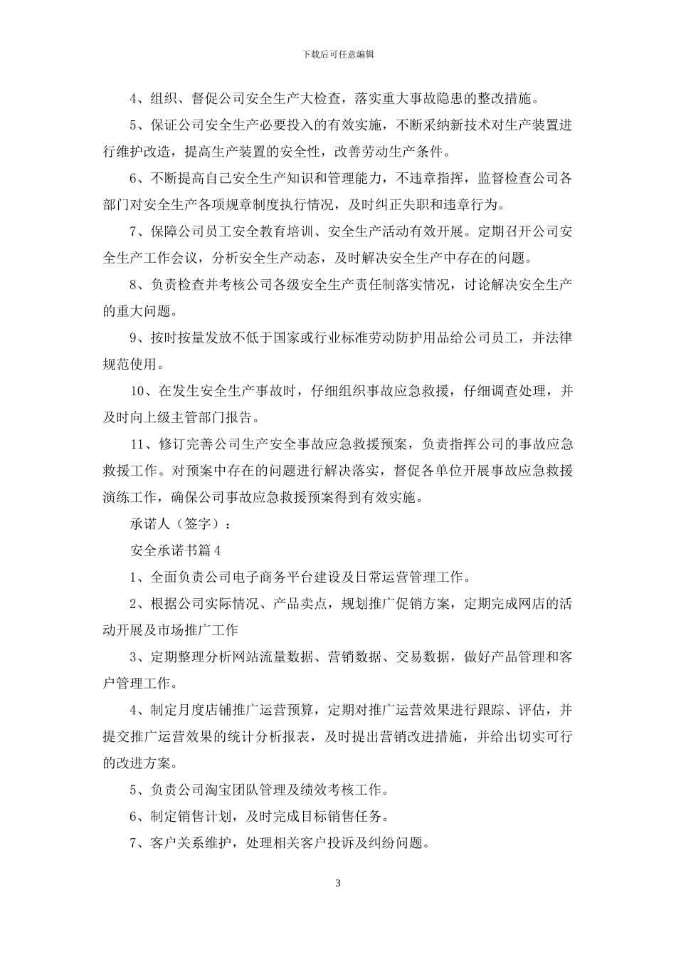 实用的安全承诺书汇总九篇_第3页