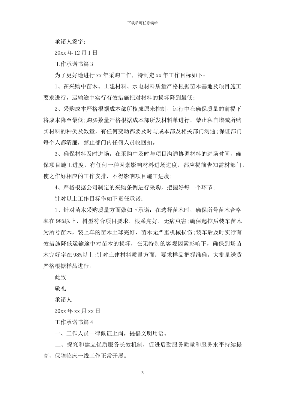 实用的工作承诺书四篇_第3页