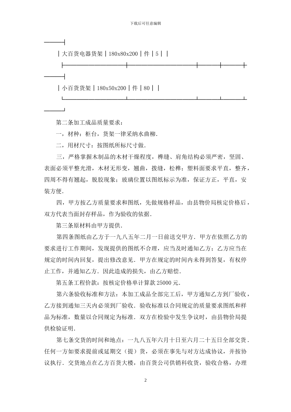 实用的承揽加工合同3篇_第2页