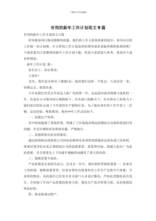 实用的新年工作计划范文9篇