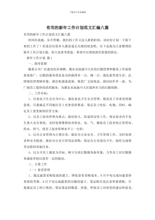 实用的新年工作计划范文汇编八篇