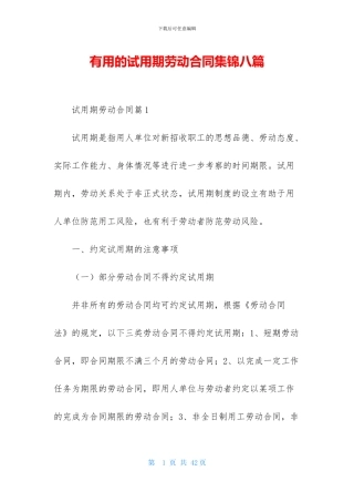 实用的试用期劳动合同集锦八篇