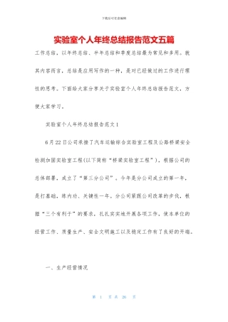 实验室个人年终总结报告范文五篇
