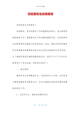 实验室安全自查报告