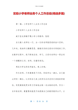 实验小学教师业务个人工作总结
