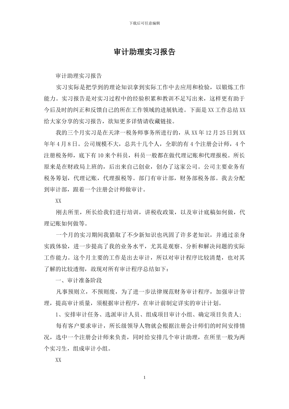 审计助理实习报告_第1页