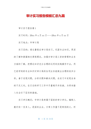 审计实习报告模板汇总九篇
