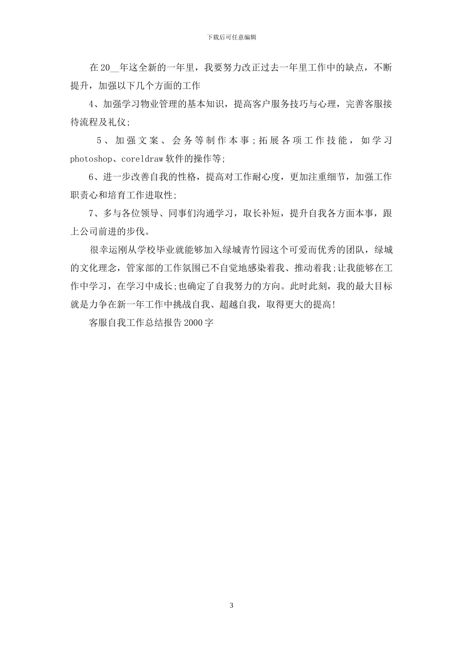 客服自我工作总结报告2000字_第3页