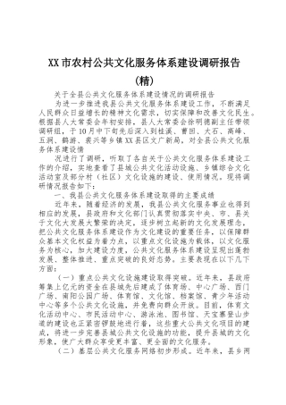 XX市农村公共文化服务体系建设调研报告(精)_1