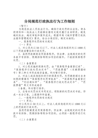 分局规范行政执法行为工作细则
