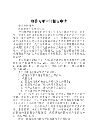 制作专项审计报告申请