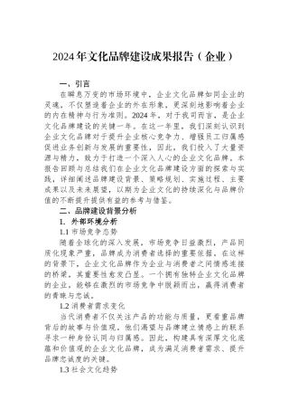 2024年文化品牌建设成果报告（企业）
