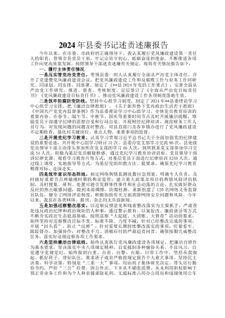 2024年县委书记述责述廉报告