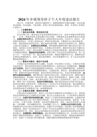 2024年乡镇领导班子个人年度述法报告