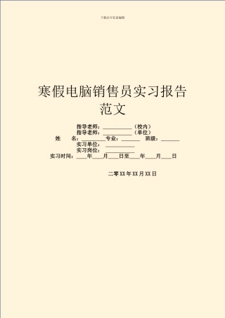 寒假电脑销售员实习报告范文