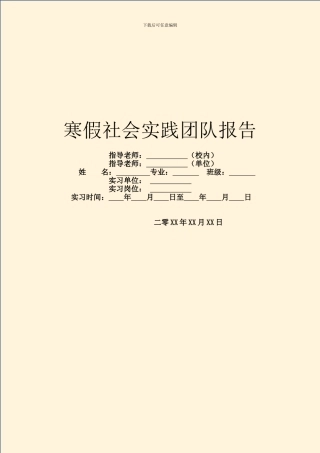 寒假社会实践团队报告