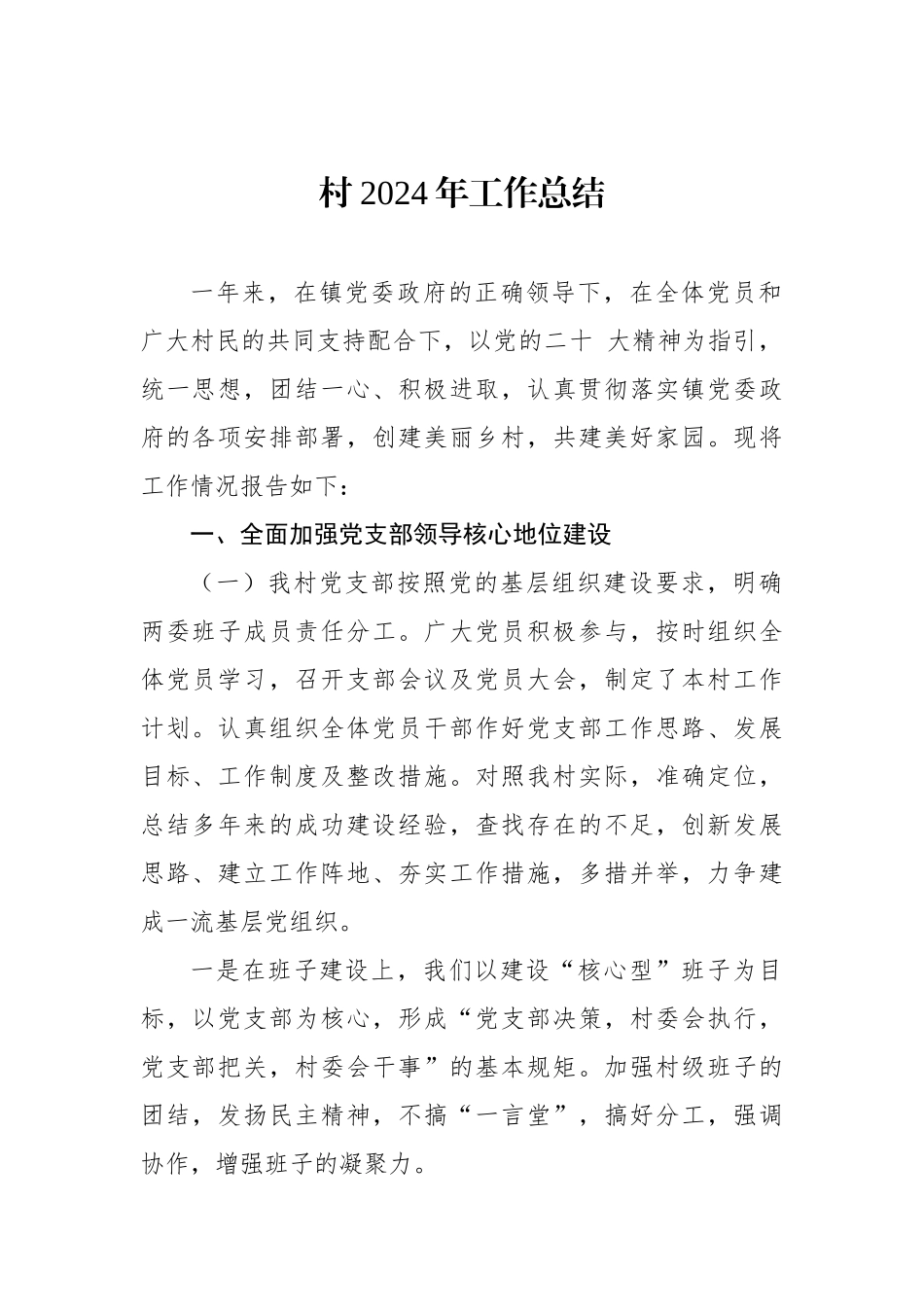 村2024年工作总结_第1页