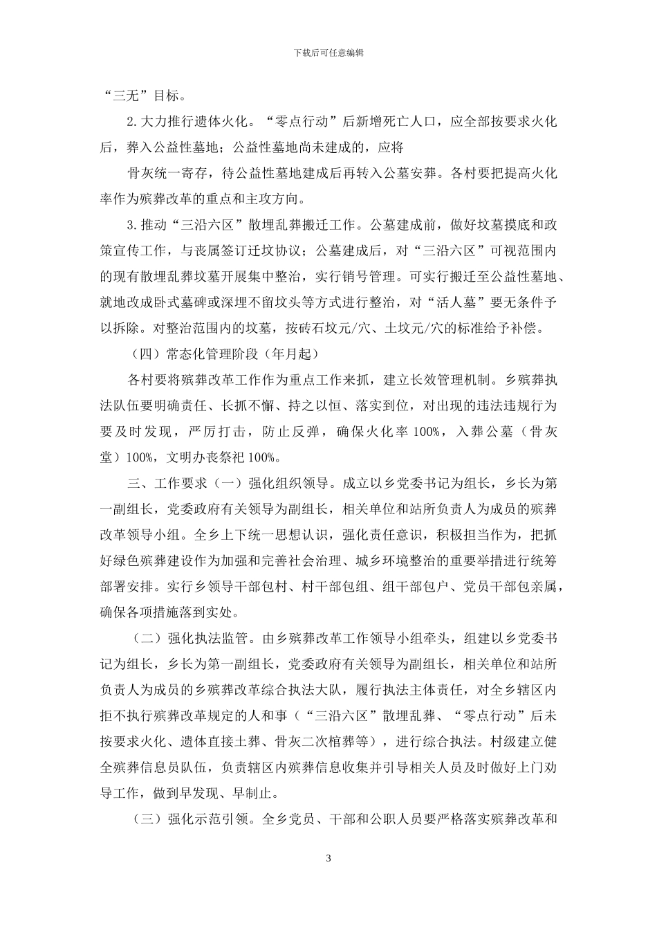 对于全面推进殡葬改革工作实施方案例文_第3页