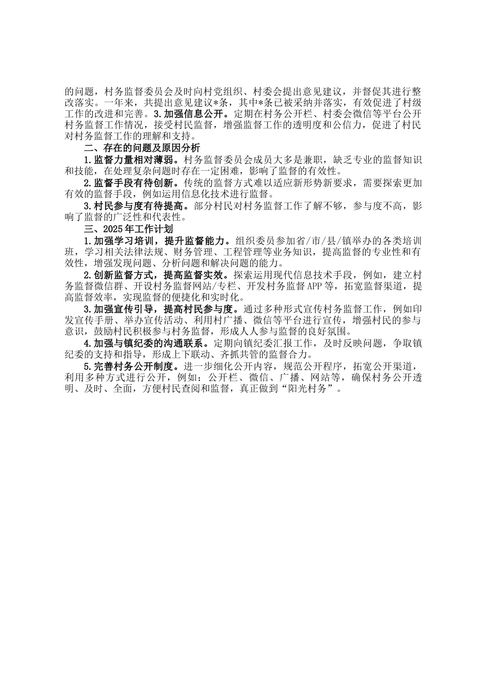 村务监督委员会2024年度工作总结及2025年度工作计划_第2页