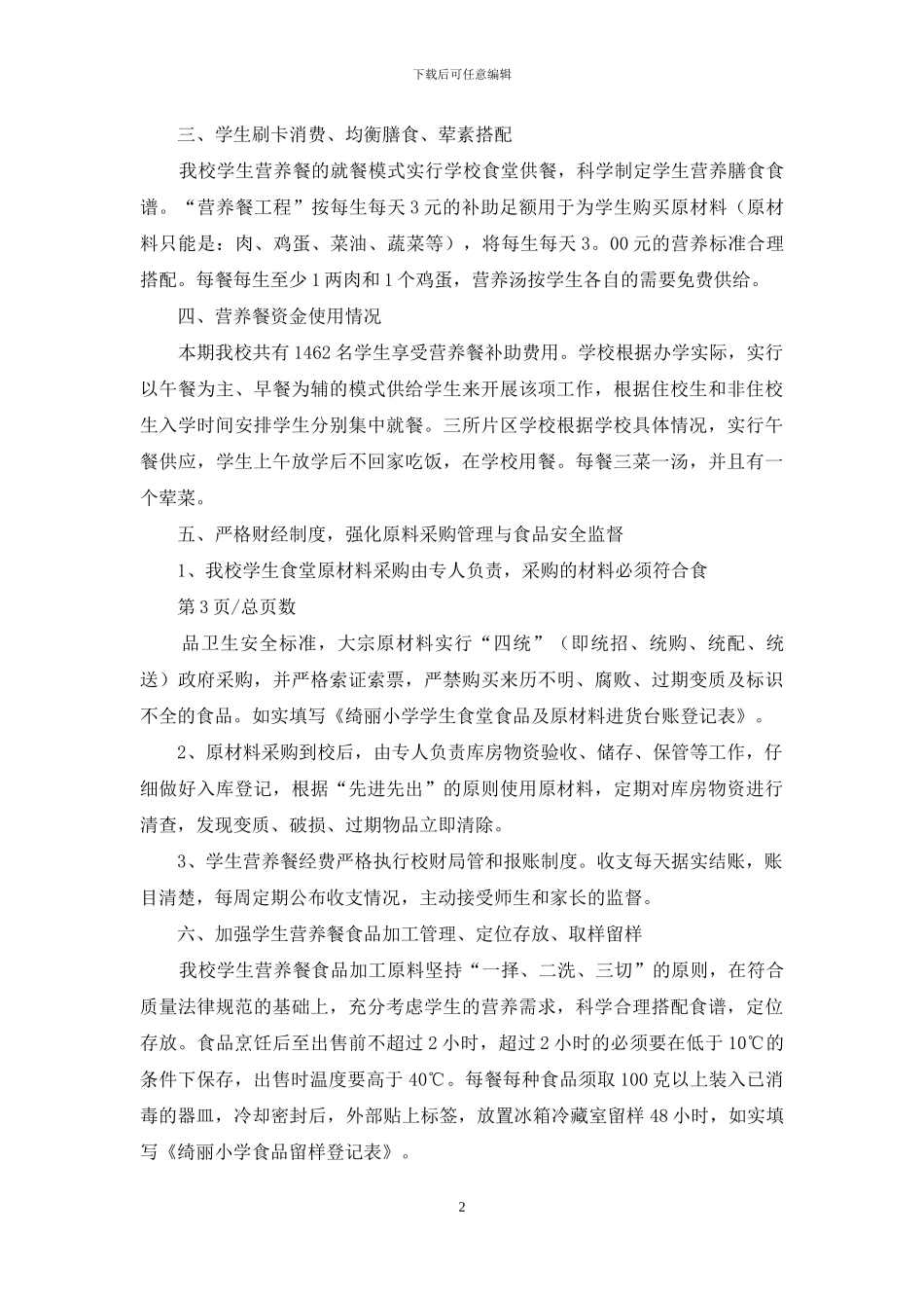 对于学校营养餐自查报告_第2页