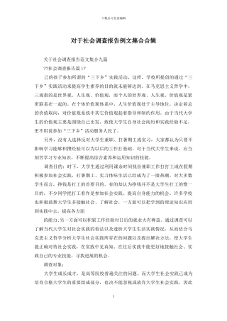 对于社会调查报告例文集合合辑