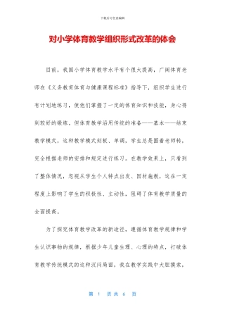 对小学体育教学组织形式改革的体会