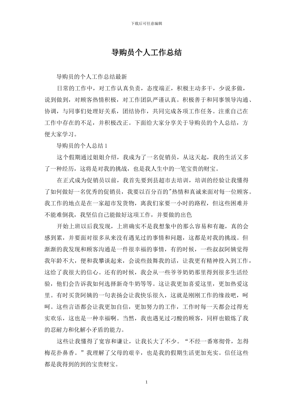 导购员个人工作总结_第1页