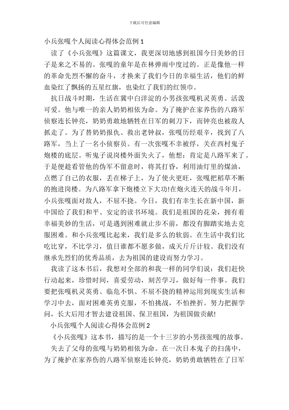 小兵张嘎个人阅读心得体会范例五篇_第2页