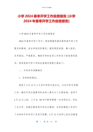 小学2024春季开学工作自查报告