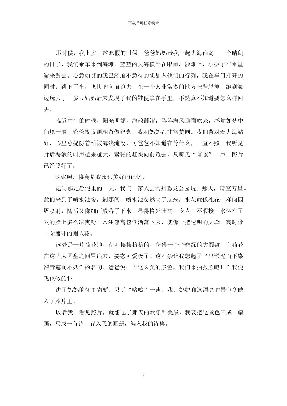 小学作文：一张照片故事作文_第2页