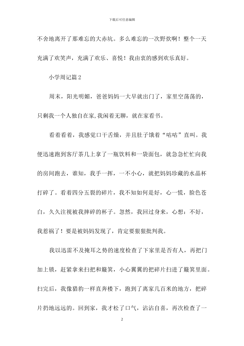 小学周记汇总9篇_第2页