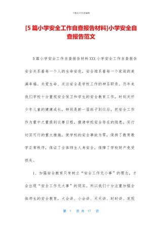 小学安全自查报告范文