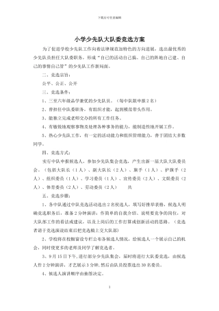 小学少先队大队委竞选方案