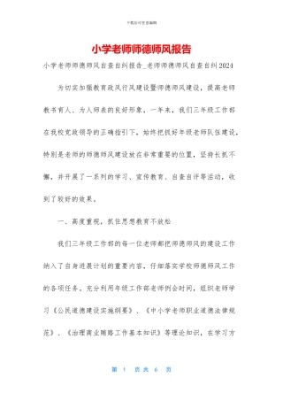 小学教师师德师风报告
