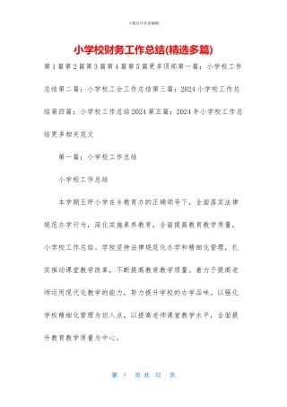 小学校财务工作总结